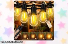 Luces de guirnalda exterior Pogestrand con mando a distancia, bombillas LED irrompibles y súper resistentes a precio rebajado para iluminar tus fiestas ¡No te quedes sin las tuyas!