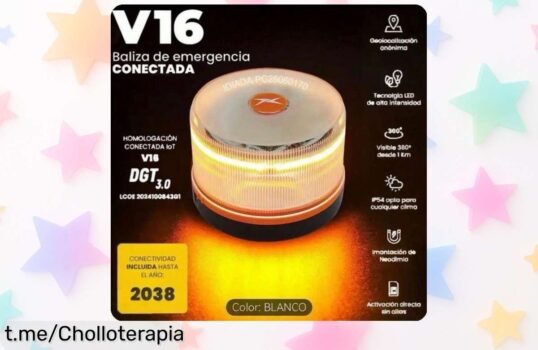 Luz de emergencia homologada DGT V16 con SIM y geolocalización 3.0 a precio loco, ¡indispensable desde enero de 2026! Aprovecha este ofertón antes que se agote, la seguridad nunca tuvo un chollo como este.