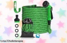 Manguera extensible Fascinadeco 7,5m con pistola de 7 funciones súper resistente y sin enredos rebajada para que riegues fácil y rápido ¡Date prisa que vuelan!