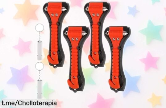 Martillo rompecristales y cortador de cinturón DuDuZui doble pack con silbatos de emergencia precio rebajado un super chollo para salvarte rápido en cualquier urgencia compra ya antes que vuelen