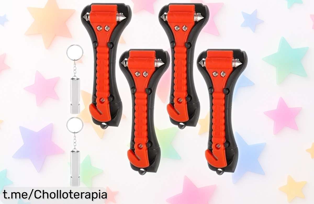 Martillo rompecristales y cortador de cinturón DuDuZui doble pack con silbatos de emergencia precio rebajado un super chollo para salvarte rápido en cualquier urgencia compra ya antes que vuelen