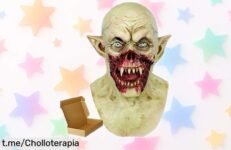 Máscara de látex molezu con orejas puntiagudas, perfecta para dar miedo en Halloween. ¡Aprovecha este super chollo y sorprende a todos!