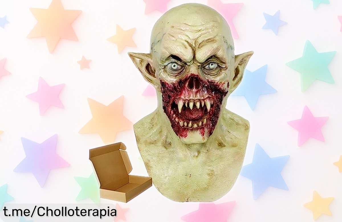 Máscara de látex molezu con orejas puntiagudas, perfecta para dar miedo en Halloween. ¡Aprovecha este super chollo y sorprende a todos!
