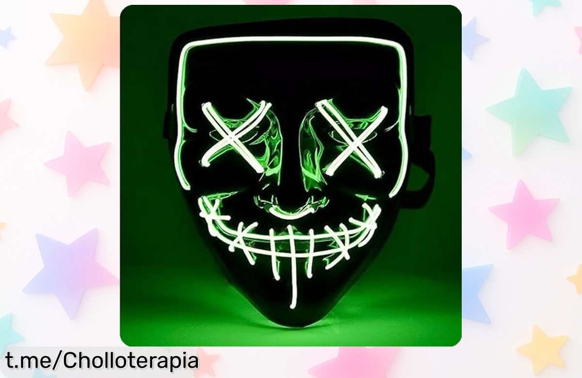 Máscara terror LED verde TK Gruppe Timo Klingler con control remoto y 3 efectos de luz para destacar en Halloween, ahora rebajada. ¡No te quedes sin la tuya y conviértete en el más temido! Corre que vuelan, aprovecha este ofertón antes de que se agoten.