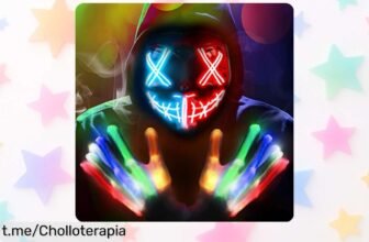 Máscara y guantes LED para Halloween POWLYB que brillan con varios modos ¡Aprovecha esta oferta increíble, porque el precio ha caído a un super chollo por tiempo limitado!