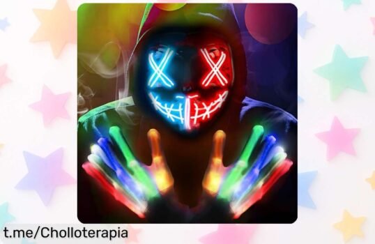 Máscara y guantes LED para Halloween POWLYB que brillan con varios modos ¡Aprovecha esta oferta increíble, porque el precio ha caído a un super chollo por tiempo limitado!