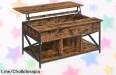 Mesa de centro Vasagle con tablero elevable y espacio oculto, ¡precio rebajado que te dejará boquiabierto! Dale un toque único a tu salón, pero corre que vuelan.