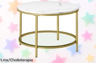 Mesa de centro elegante VASAGLE LCT072W59 con estante de vidrio templado y montaje fácil, precio rebajado que no durará ¡dale a tu salón ese toque top antes que se acabe!