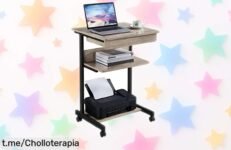 Mesa escritorio pequeña Yaheetech con ruedas 360° y bandeja para teclado, un super chollazo rebajado para transformar tu rincón sin espacio ¡Corre que vuelan estas unidades a este precio de ganga imposible!