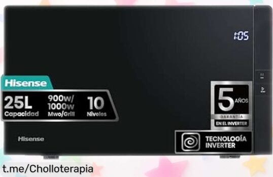 Microondas digital con grill Hisense H25MOBS4HGI 25L y 1000W rebajado espectacularmente para que cocines rápido, silencioso y ahorrando energía ¡Corre que vuelan esas unidades!