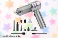 Mini aspirador inalámbrico 4 en 1 con súper succión de 22000 Pa para coche y casa rebajadísimo que chupa hasta el polvo más duro ¡Corre que vuelan estas unidades, un ofertón imposible de ignorar!