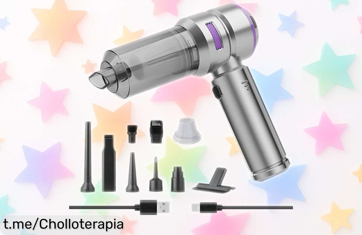 Mini aspirador inalámbrico 4 en 1 con súper succión de 22000 Pa para coche y casa rebajadísimo que chupa hasta el polvo más duro ¡Corre que vuelan estas unidades, un ofertón imposible de ignorar!