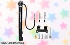 Mini bomba de aire para bicicleta Amzoon con doble pistón y manómetro que infla un 35 % más rápido, ahora en oferta rebajada: ¡date prisa que vuelan!