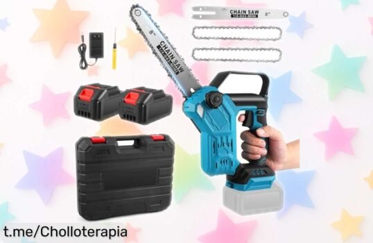 Mini motosierra eléctrica MINENICE 8 pulgadas con doble batería, motor potente y cadena fácil de cambiar precio rebajado que no puedes dejar pasar ¡Consíguela ya antes de que se agoten!