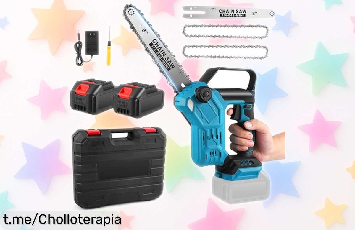 Mini motosierra eléctrica MINENICE 8 pulgadas con doble batería, motor potente y cadena fácil de cambiar precio rebajado que no puedes dejar pasar ¡Consíguela ya antes de que se agoten!