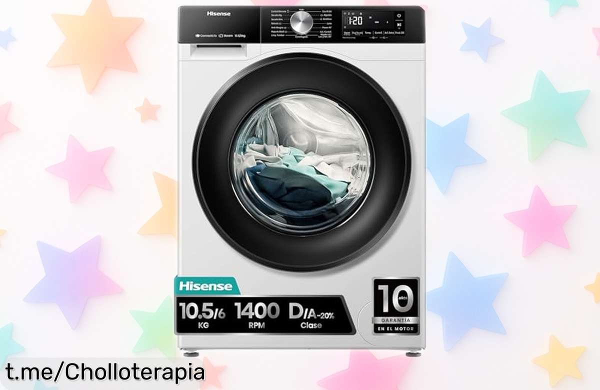 Olvídate de arrugas y bacterias con la lavadora secadora Hisense WD3S1043BW3, ¡super chollo a precio rebajado! Conviértete en el rey del hogar: lava y seca mientras te avisa al móvil. ¡Unidades limitadas, no te quedes sin la tuya!