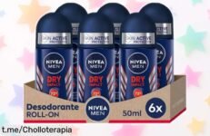 Pack 6 desodorantes NIVEA MEN Roll on Dry Impact 50ml con frescor que dura todo el día a precio rebajado para que no pares ni un segundo ¡date prisa que este ofertón se va volando!