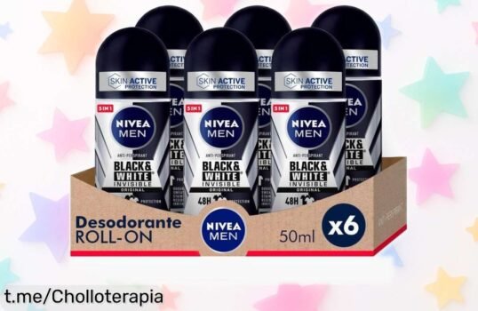 Pack ahorro desodorante Nivea Men Black & White roll on 50ml x6 unidades con precio rebajado y que no verás todos los días protege sin manchas manteniéndote fresco todo el día corre que vuelan las unidades