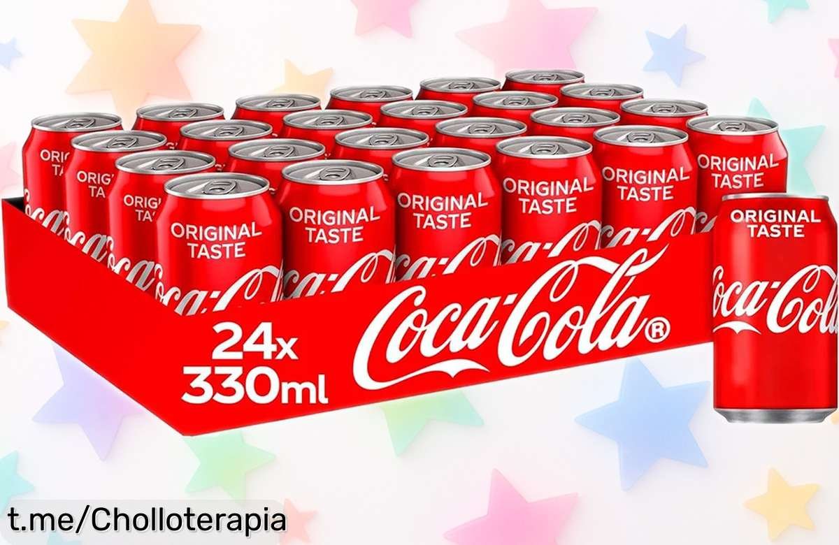 Pack de 24 latas CocaCola original con descuentazo brutal, tamaño perfecto para cualquier momento y precio rebajado ¿A qué esperas? ¡Este chollazo vuela rápido!