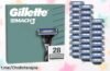 Pack de 28 recambios Gillette Mach3 con cuchillas duras a precio muy bajo ¡Aprovecha esta oferta única y logra un afeitado suave sin irritaciones todos los días!