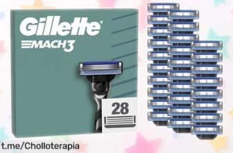 Pack de 28 recambios Gillette Mach3 con cuchillas duras a precio muy bajo ¡Aprovecha esta oferta única y logra un afeitado suave sin irritaciones todos los días!