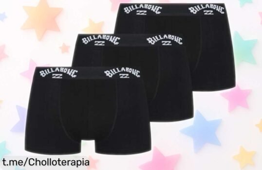 Pack de 3 calzoncillos bóxer Billabong hombre con descuento brutal para que renueves tu ropa interior sin pensarlo, un super chollo rebajado por tiempo limitado ¡No dejes que se escape esta oportunidad única!