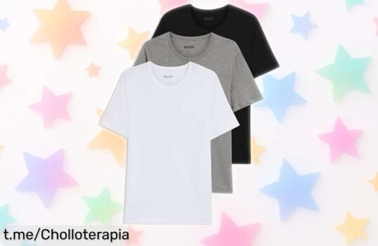 Pack de 3 camisetas Hugo Boss para hombre multicolor con descuento brutal y precio loco, un básico top que no puedes dejar escapar ¡solo por tiempo limitado, corre que vuelan!