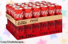 Pack de 48 latas de Coca Cola y Coca Cola Zero en precio rebajado a tope, ¡No te quedes sin tu refresco favorito! Date prisa, que vuelan y alegra tus momentos con su frescura burbujeante.