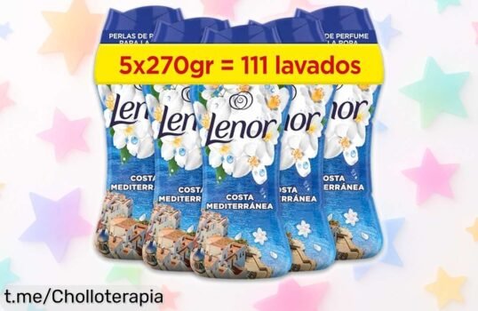 Pack de 5 botes de perlas de perfume Lenor, frescor mágico hasta 12 semanas. ¡Súper rebajadas! Dale vida a tu ropa y sonríe cada día. ¡No te quedes sin ellas, vuelan!