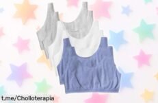 Pack de 6 sujetadores deportivos Fruit of the Loom sin aros ni etiquetas para máxima comodidad, diseño que no molesta y colores variados; precio rebajado brutal por tiempo limitado, ¡corre que vuelan este super chollo!