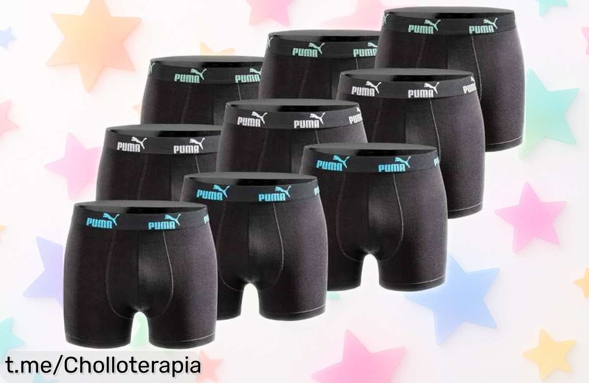 Pack de 9 bóxers Puma Everyday en negro con precio rebajado que no se ve todos los días, un super chollo para renovar tu armario ya y aprovechar esta oferta limitada antes de que vuelen tus unidades