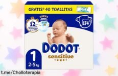 Pañales bebé sensitive Dodot talla 1 con 174 unidades y regalo de 40 toallitas, ¡chollazo rebajado que no vuelve! Cuida a tu peque y duerme en paz, rapidez antes de quedarte sin él.