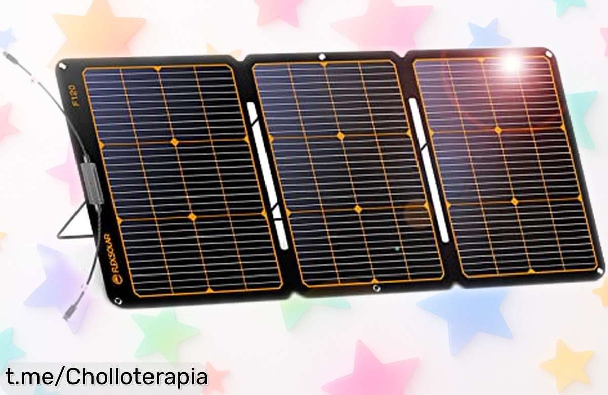 Panel solar plegable de 120 W con carga rápida y chip inteligente listo para tus aventuras precio rebajado ya no esperes que vuelan estas unidades limitadas ¡hazte con este super chollo antes de que se agote!