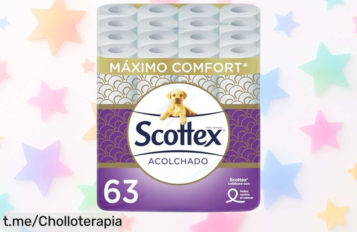 Papel higiénico Scottex acolchado triple capa 63 rollos a precio rebajado, super chollo que vuela rápido y brinda suavidad extra para tu día a día, ¡no dejes escapar esta ganga única ni un segundo!