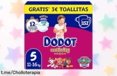 Paquetes gigantes de pañales Dodot Activity talla 5 con protección antifugas hasta 12h rebajados a un precio brutal para que el cambio sea rápido, divertido y sin preocupaciones ¡Corre porque este ofertón vuela!
