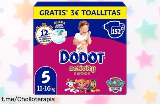Paquetes gigantes de pañales Dodot Activity talla 5 con protección antifugas hasta 12h rebajados a un precio brutal para que el cambio sea rápido, divertido y sin preocupaciones ¡Corre porque este ofertón vuela!