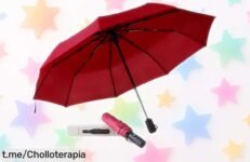 Paraguas plegable automático Amvuz, la solución compacta que no se volará con el viento. ¡Aprovecha este super chollo y mándale un abrazo a las tormentas ya!