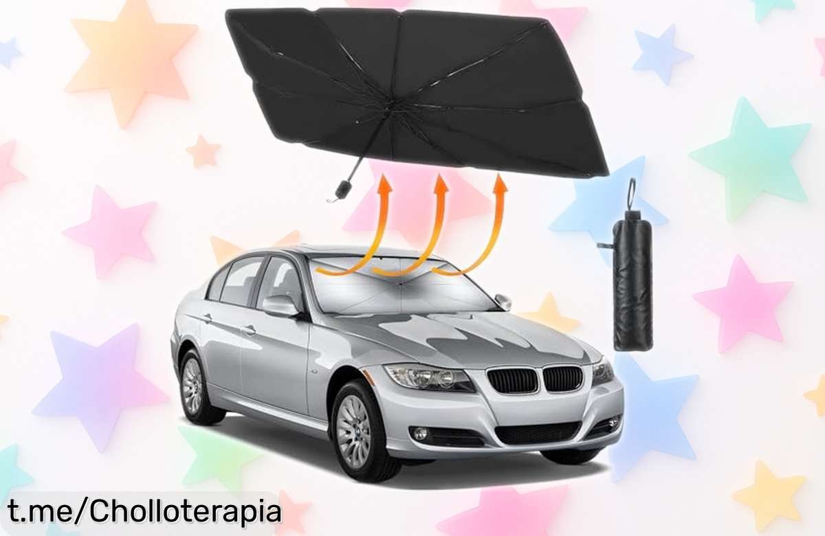 Parasol coche delantero plegable súper resistente que bloquea el 99% de rayos UV con precio rebajado ¡Aprovecha este chollazo único para mantener tu coche fresquito y protegido, oferta limitada que vuela!