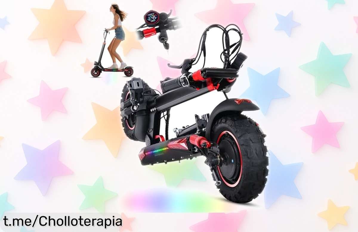 Patinete eléctrico todoterreno 1200W con neumáticos de miedo y hasta 55 km sin parar, ahora a un precio rebajado que no podrás creer ¡Date prisa que vuelan las unidades!