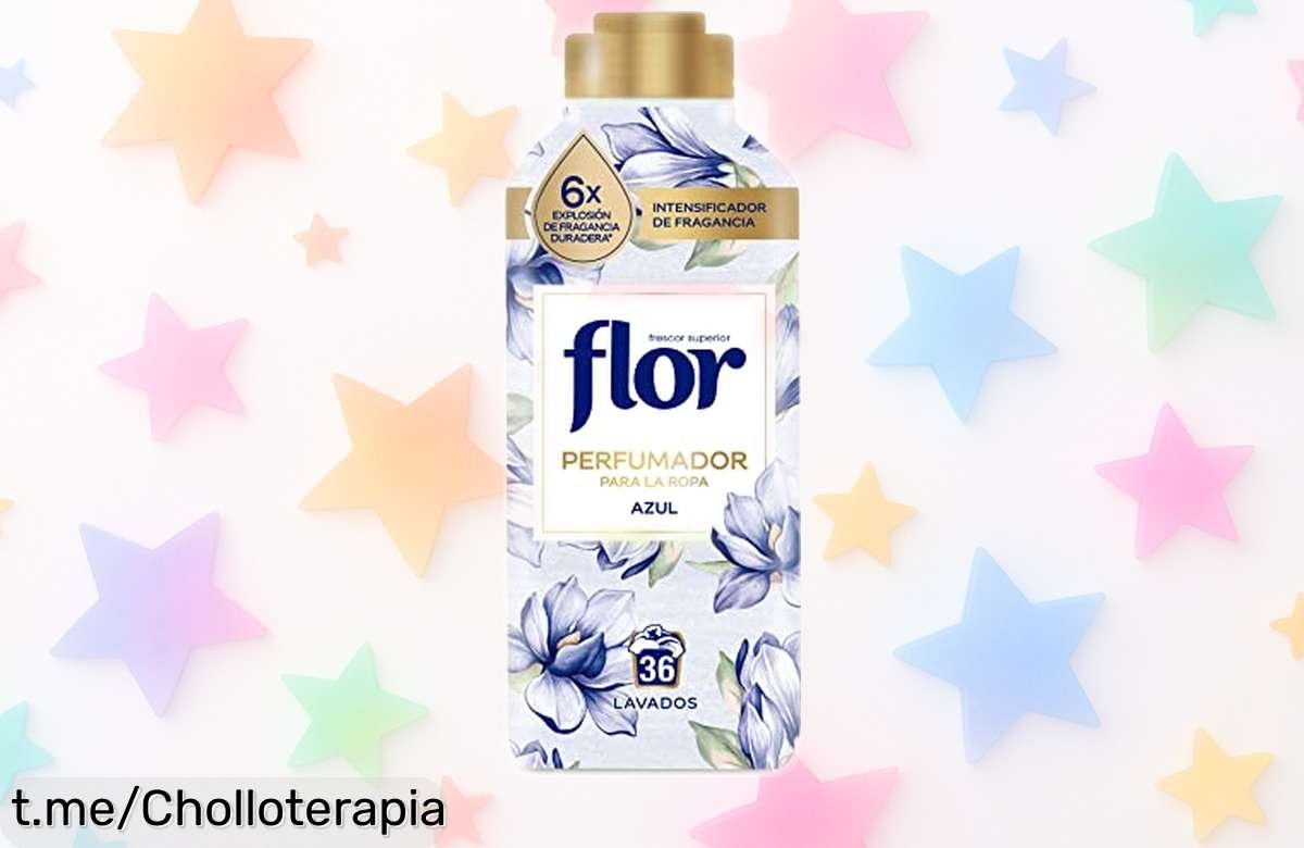 Perfumador para ropa Flor Azul 720ml con aroma potente que dura todo un año, se disuelve fácil en agua fría y funciona con cualquier detergente precio rebajado chollazo de fragancia duradera no lo dejes escapar ya