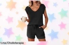 Pijama corto de verano Ekouaer para mujer con bolsillos y cintura ajustable rebajado a precio increíble no te pierdas este ofertón por tiempo limitado para disfrutar comfy y a la moda ya mismo