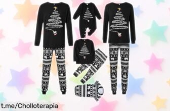 Pijamas de Navidad familiares con estampado de renos, un super chollo solo por tiempo limitado. No te quedes sin este ofertón que llenará tus fiestas de alegría y estilo. ¡Apresúrate!