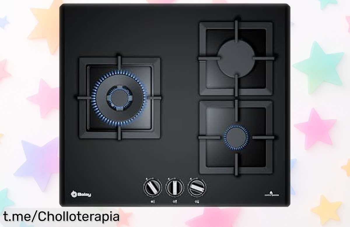 Placa de gas Balay 3ETG663HN con cristal negro ultra resistente a un precio rebajado y niveles de llama para que cocines como un chef. ¡No te pierdas este súper chollo antes de que se agote!