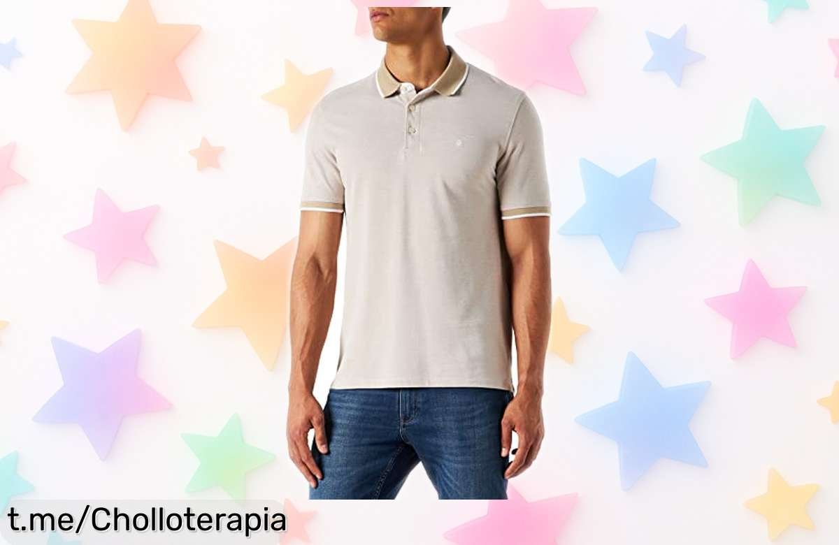 Polo Jack & Jones Jjepaulos para hombre beige con diseño entallado y tejido piqué clásico precio rebajado chollazo que vuelan corre ya antes de que se agoten últimas unidades