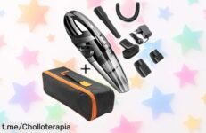 Potente aspiradora de mano inalámbrica para coche y casa, ideal para pelo de mascotas, ¡ahora a precio rebajado que no se repetirá! No te pierdas este super chollo antes de que volen las últimas unidades.