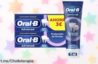 Potente pasta de dientes OralB Advanced con sabor a menta fresca, ¡lleva el pack 2x75 ml y disfruta del precio rebajado que no se repetirá! Cuida tus encías y alcanza un frescor inigualable. No dejes pasar este ofertón único, ¡hazte con ella ya!