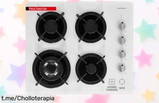 Potente placa de cristal a gas Corberó CPCGY2314W con 7,8 Kw y 4 fuegos rebajada ¡Aprovecha este super chollo con desconexión automática y zona wok! Compra ahora antes de que se agote esta oferta única.