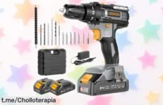 Potente taladro atornillador 21V LEEIKOO con doble batería y accesorios, luz LED integrada, rebajazo increíble solo por tiempo limitado ¡no pierdas este ofertón para tus proyectos, es tu momento de ahorrar!