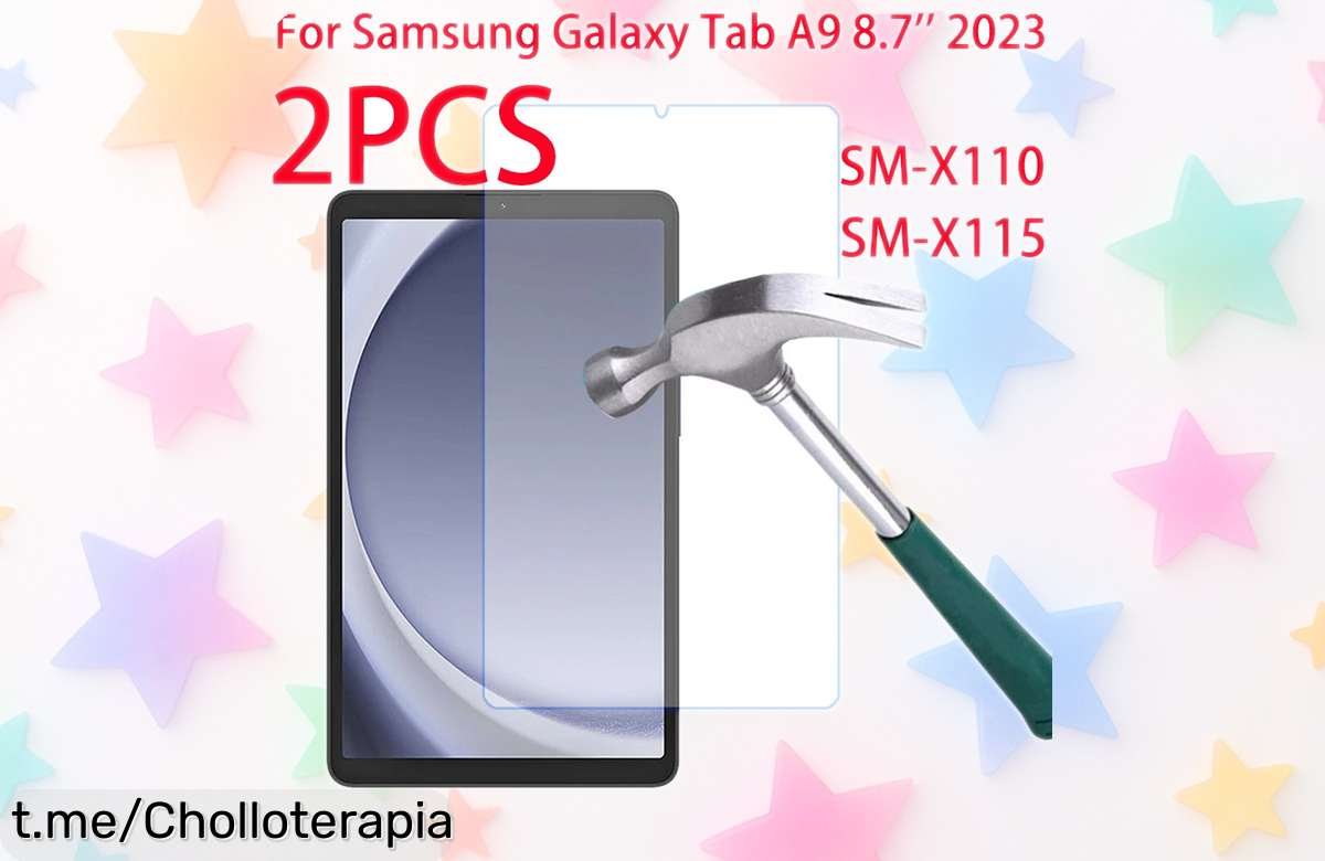 Protector de pantalla doble de vidrio templado para Samsung Galaxy Tab A9 8,7” 2023, ¡rebajado y listo para cuidar tu tablet! No te pierdas este super chollo ya mismo.