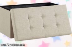 Puff baúl multiusos de gran capacidad que aguanta hasta 300 kg, ¡rebaja increíble y unidades limitadas! Organiza tu espacio y siéntete mejor en casa, no lo dejes pasar.